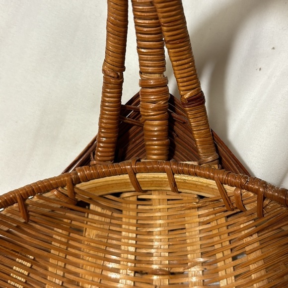 Vintage Oval Handled Gathering Storage Basket Hand Woven~Boho~14" x9"x11" High - Picture 11 of 11